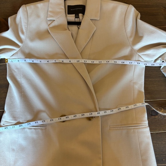 Banana Republic women’s FLANNEL SUITING BLAZER in Cream Size 6 NWOT - Picture 10 of 10